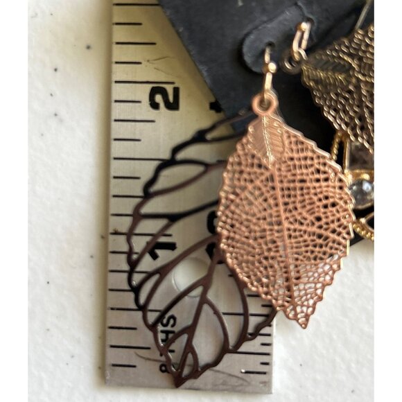 Gold & Black Teardrop Earrings & Leaf Dangle Earrings Set By Ann Taylor - Picture 6 of 6